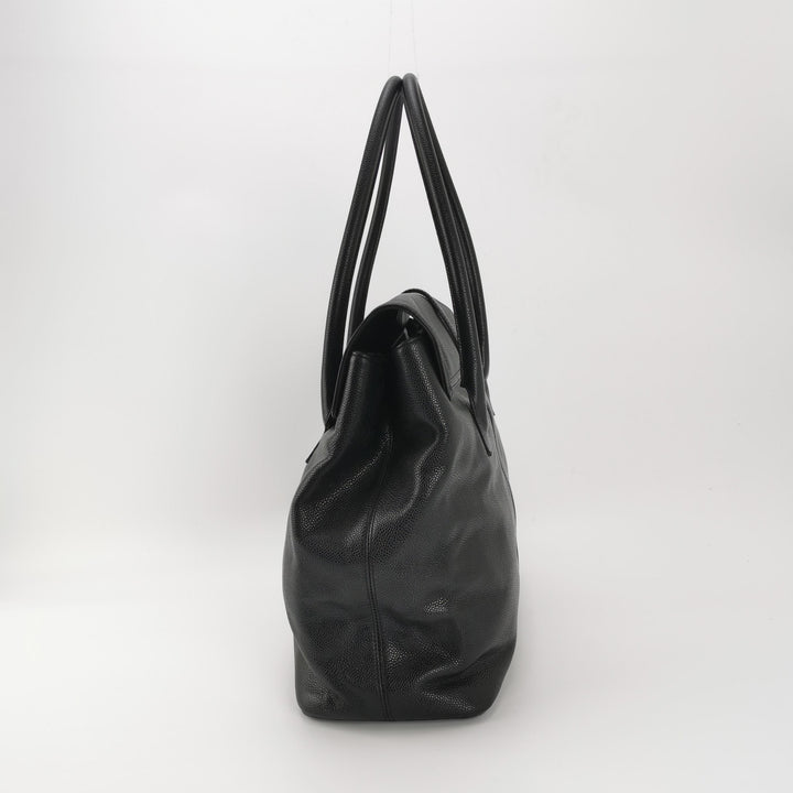 Chanel Vintage CC Logo Caviar Leather Tote Bag