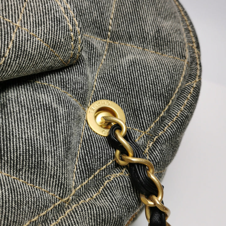 Chanel Washed Denim Quilted Bowling Bag
