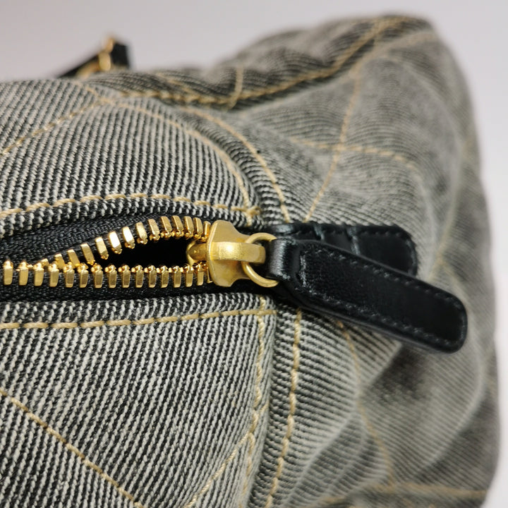 Chanel Washed Denim Quilted Bowling Bag