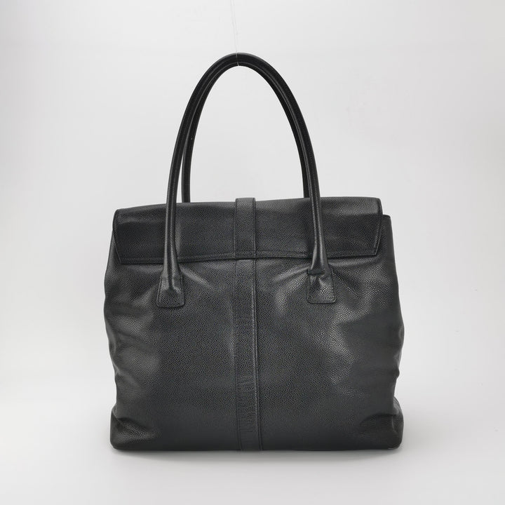 Chanel Vintage CC Logo Caviar Leather Tote Bag