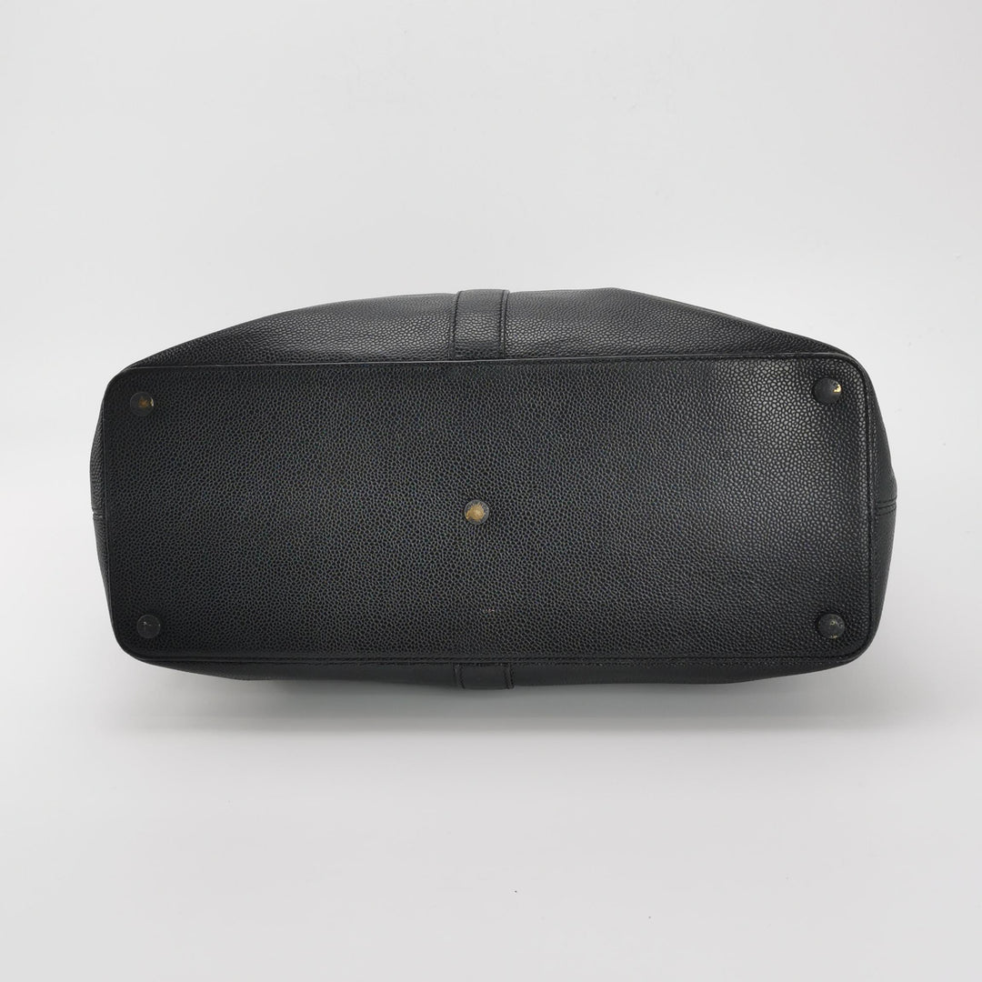 Chanel Vintage CC Logo Caviar Leather Tote Bag