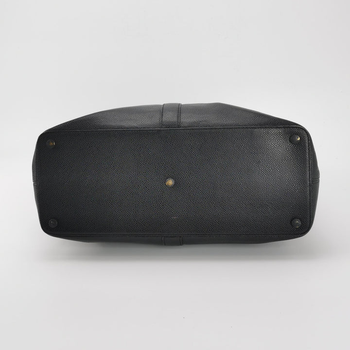 Chanel Vintage CC Logo Caviar Leather Tote Bag