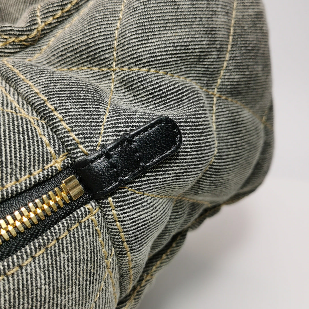 Chanel Washed Denim Quilted Bowling Bag
