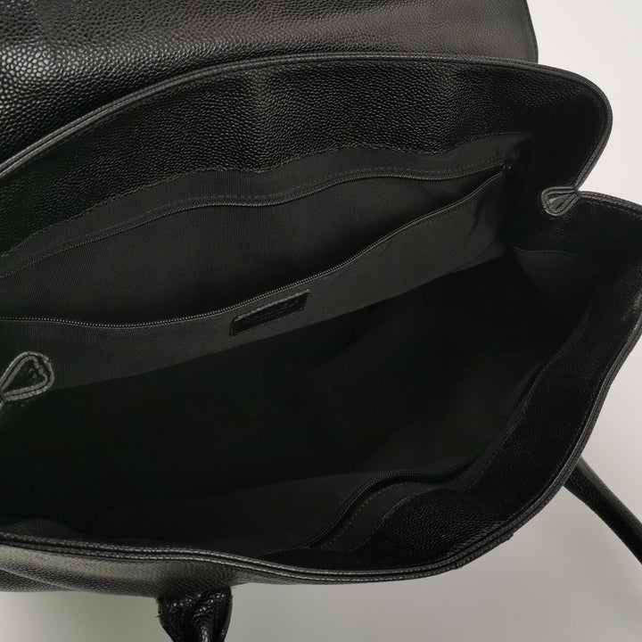 Chanel Vintage CC Logo Caviar Leather Tote Bag