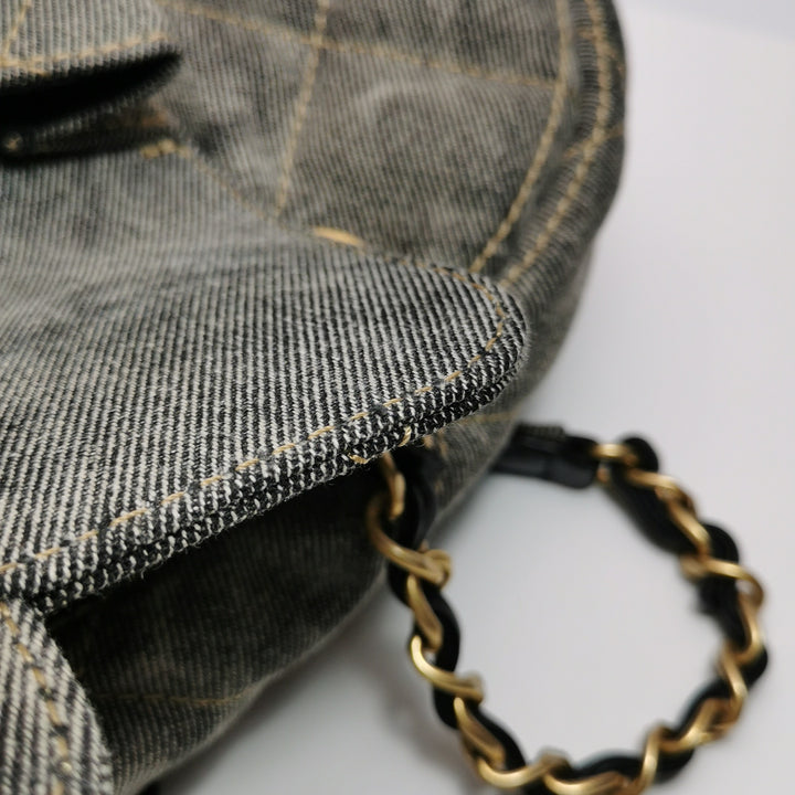 Chanel Washed Denim Quilted Bowling Bag