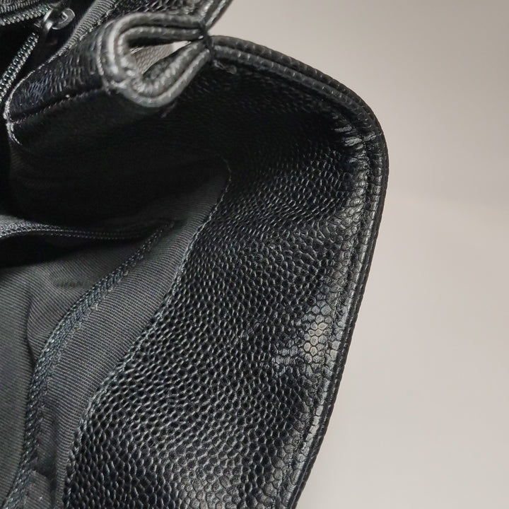 Chanel Vintage CC Logo Caviar Leather Tote Bag