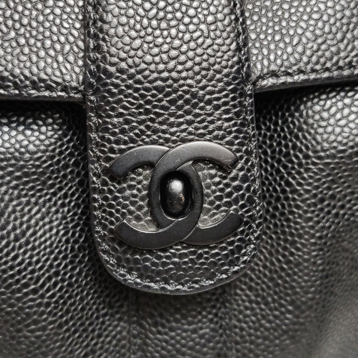 Chanel Vintage CC Logo Caviar Leather Tote Bag