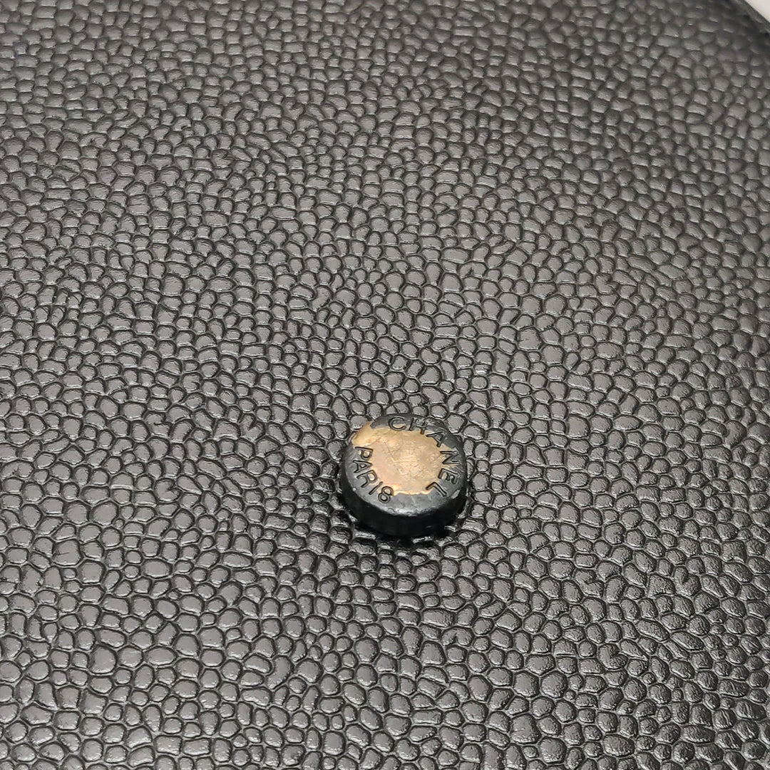 Chanel Vintage CC Logo Caviar Leather Tote Bag