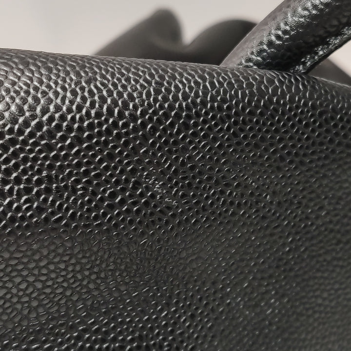 Chanel Vintage CC Logo Caviar Leather Tote Bag