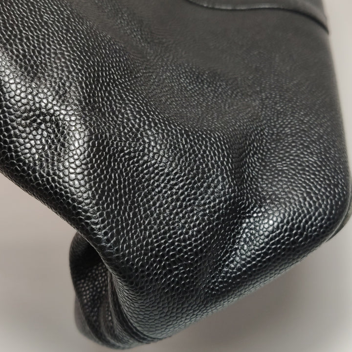 Chanel Vintage CC Logo Caviar Leather Tote Bag