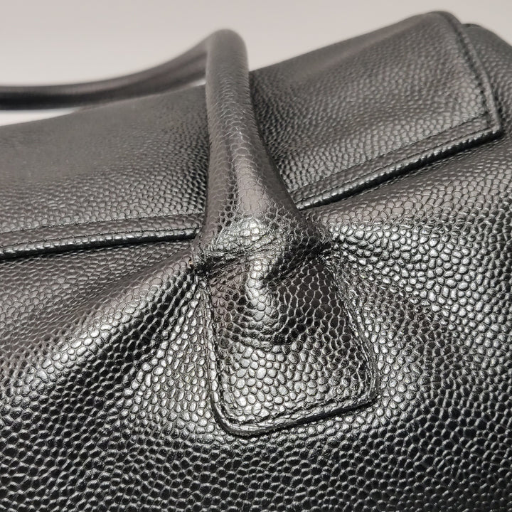 Chanel Vintage CC Logo Caviar Leather Tote Bag