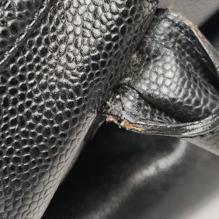 Chanel Vintage CC Logo Caviar Leather Tote Bag