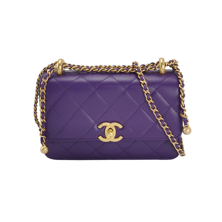 Chanel Mini Perfect Fit Flap Bag Purple Lambskin Leather