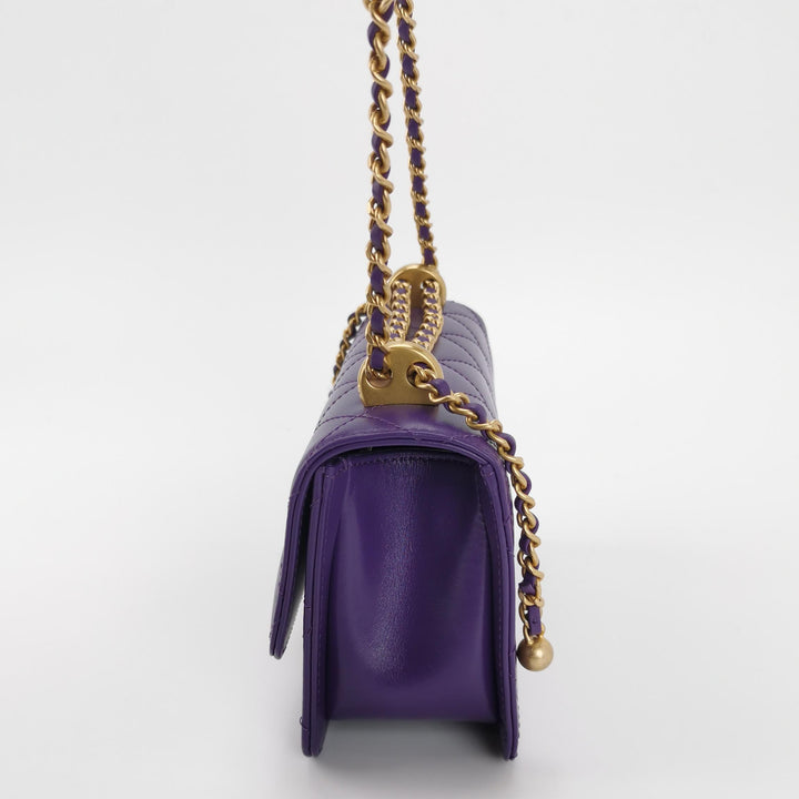 Chanel Mini Perfect Fit Flap Bag Purple Lambskin Leather