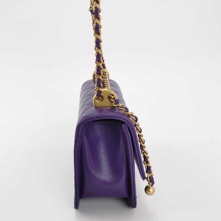 Chanel Mini Perfect Fit Flap Bag Purple Lambskin Leather