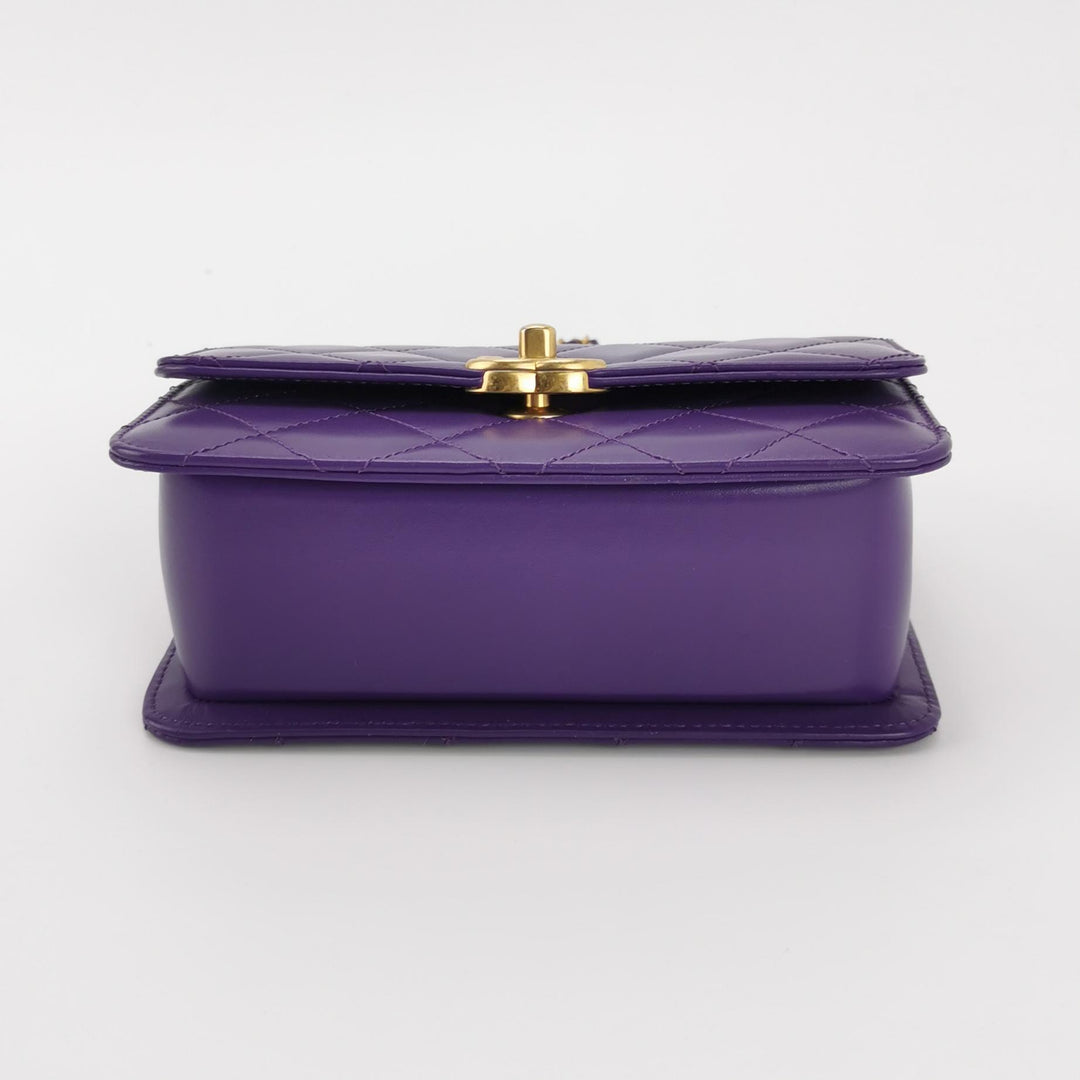 Chanel Mini Perfect Fit Flap Bag Purple Lambskin Leather