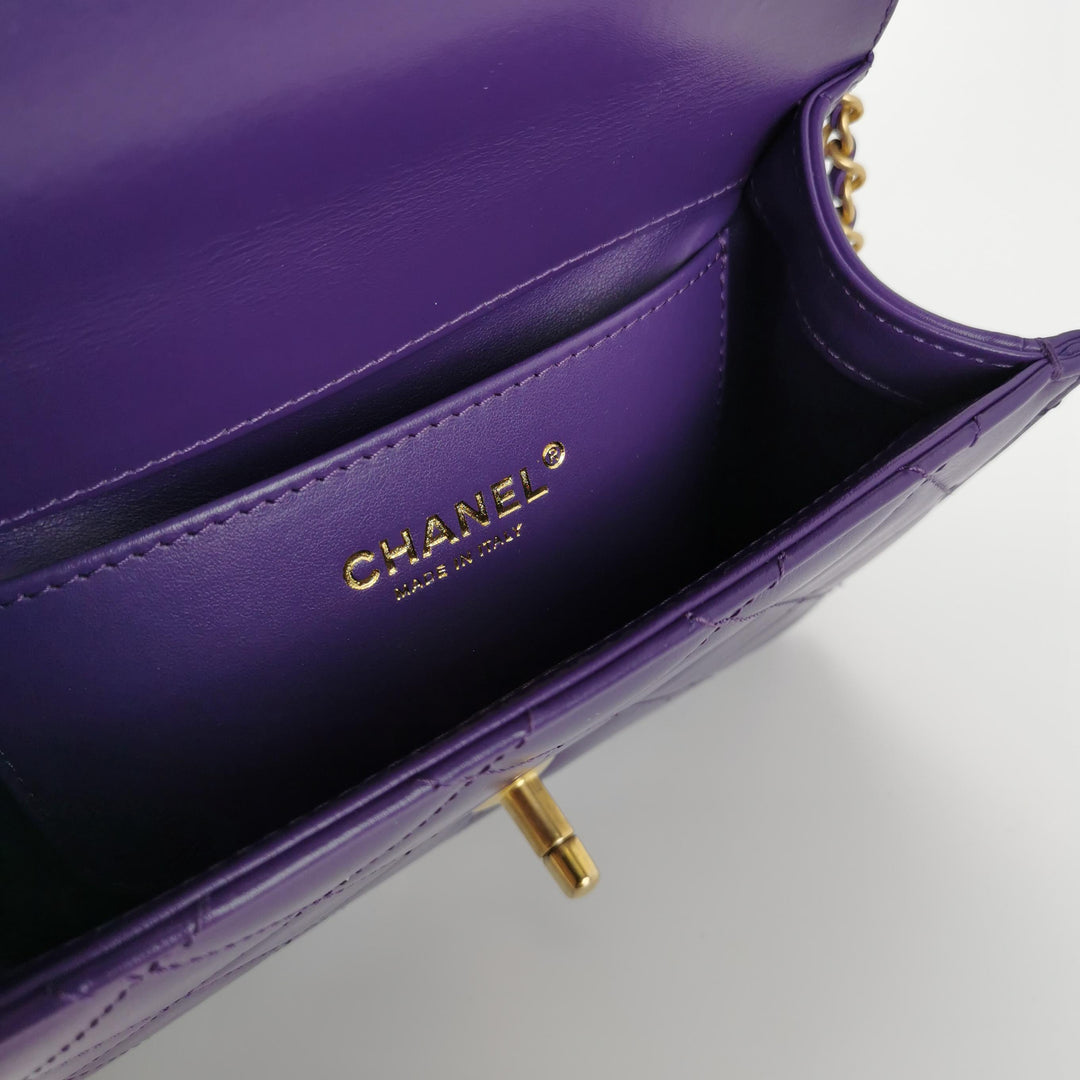 Chanel Mini Perfect Fit Flap Bag Purple Lambskin Leather