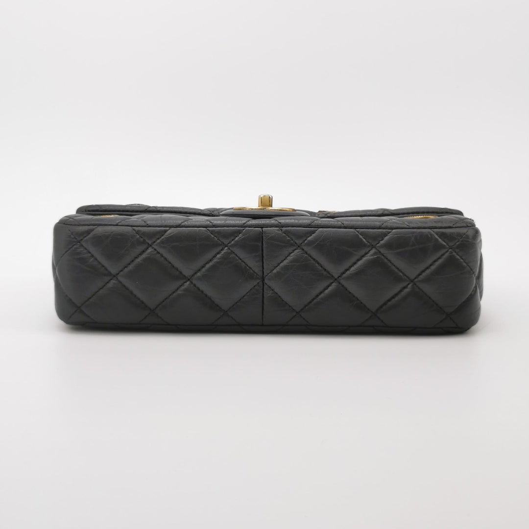 Chanel Aged Calfskin Quilted Medium Medallion Flap Black