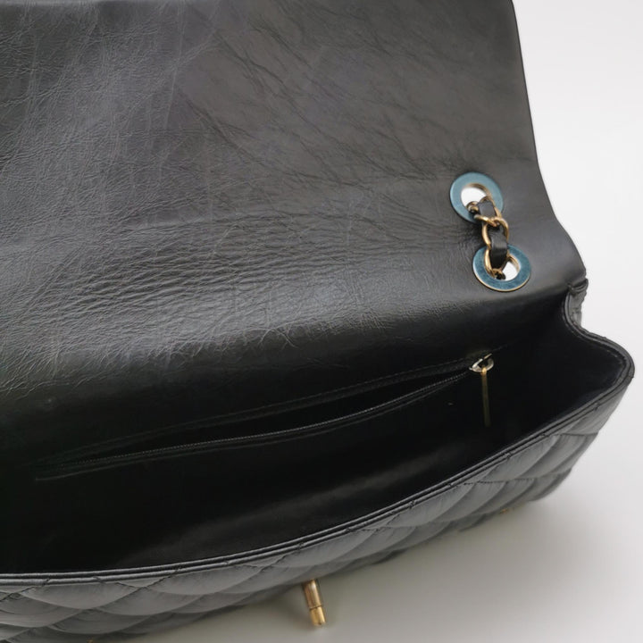 Chanel Aged Calfskin Quilted Medium Medallion Flap Black