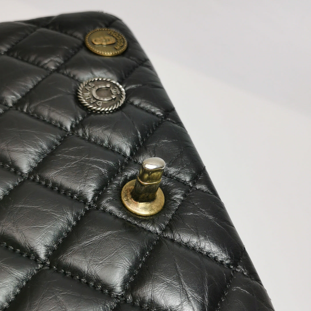 Chanel Aged Calfskin Quilted Medium Medallion Flap Black