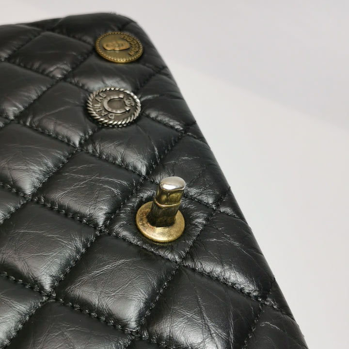 Chanel Aged Calfskin Quilted Medium Medallion Flap Black