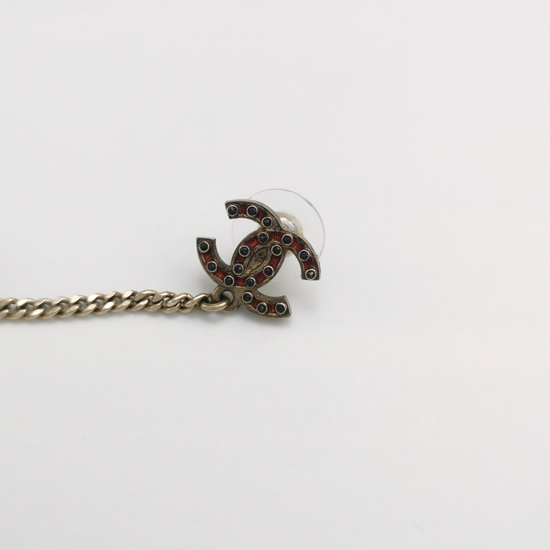 Chanel CC Logo Ladybug Faux Pearl Dangle Earrings