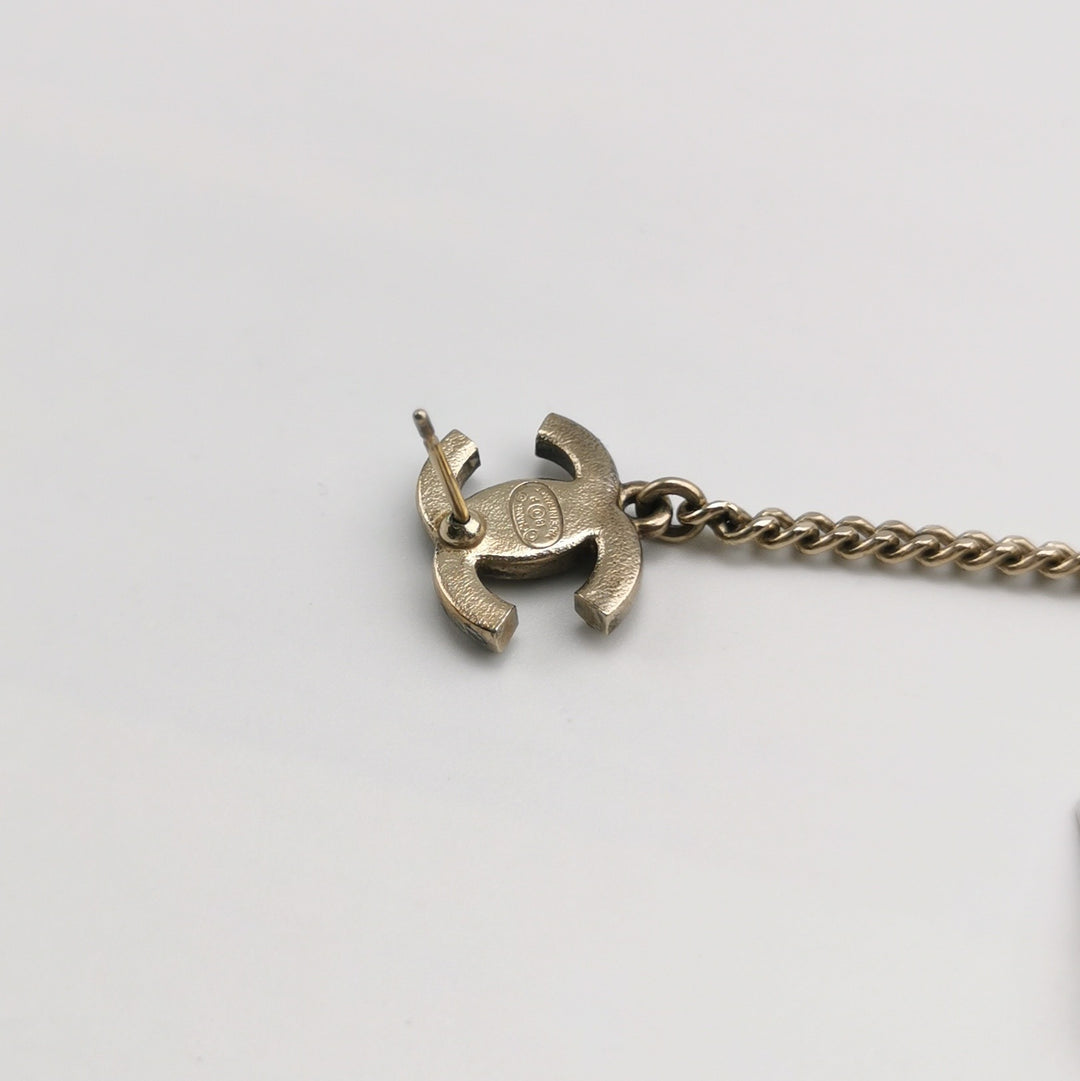 Chanel CC Logo Ladybug Faux Pearl Dangle Earrings