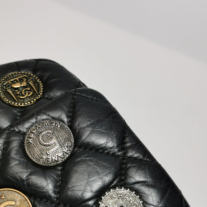 Chanel Aged Calfskin Quilted Medium Medallion Flap Black