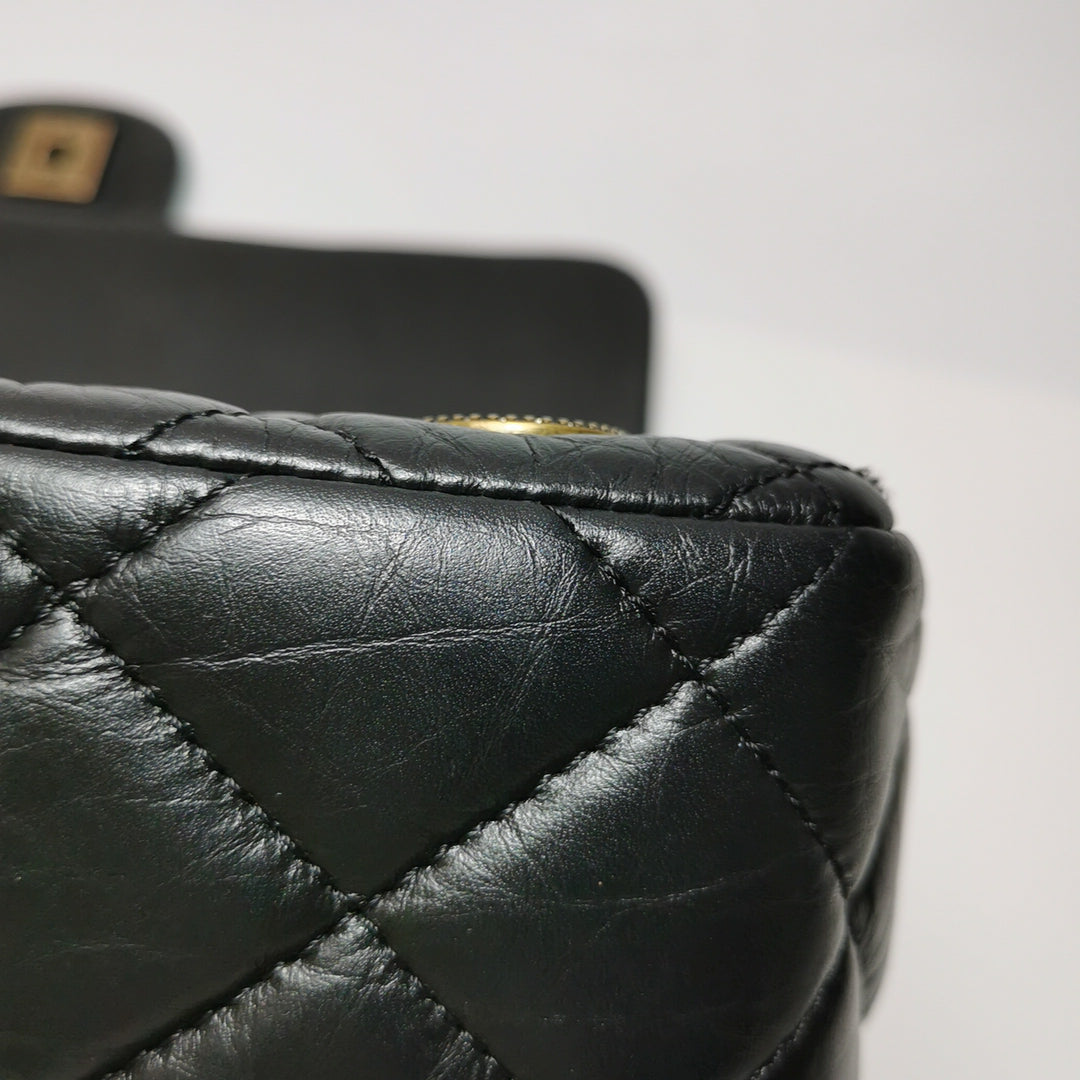 Chanel Aged Calfskin Quilted Medium Medallion Flap Black