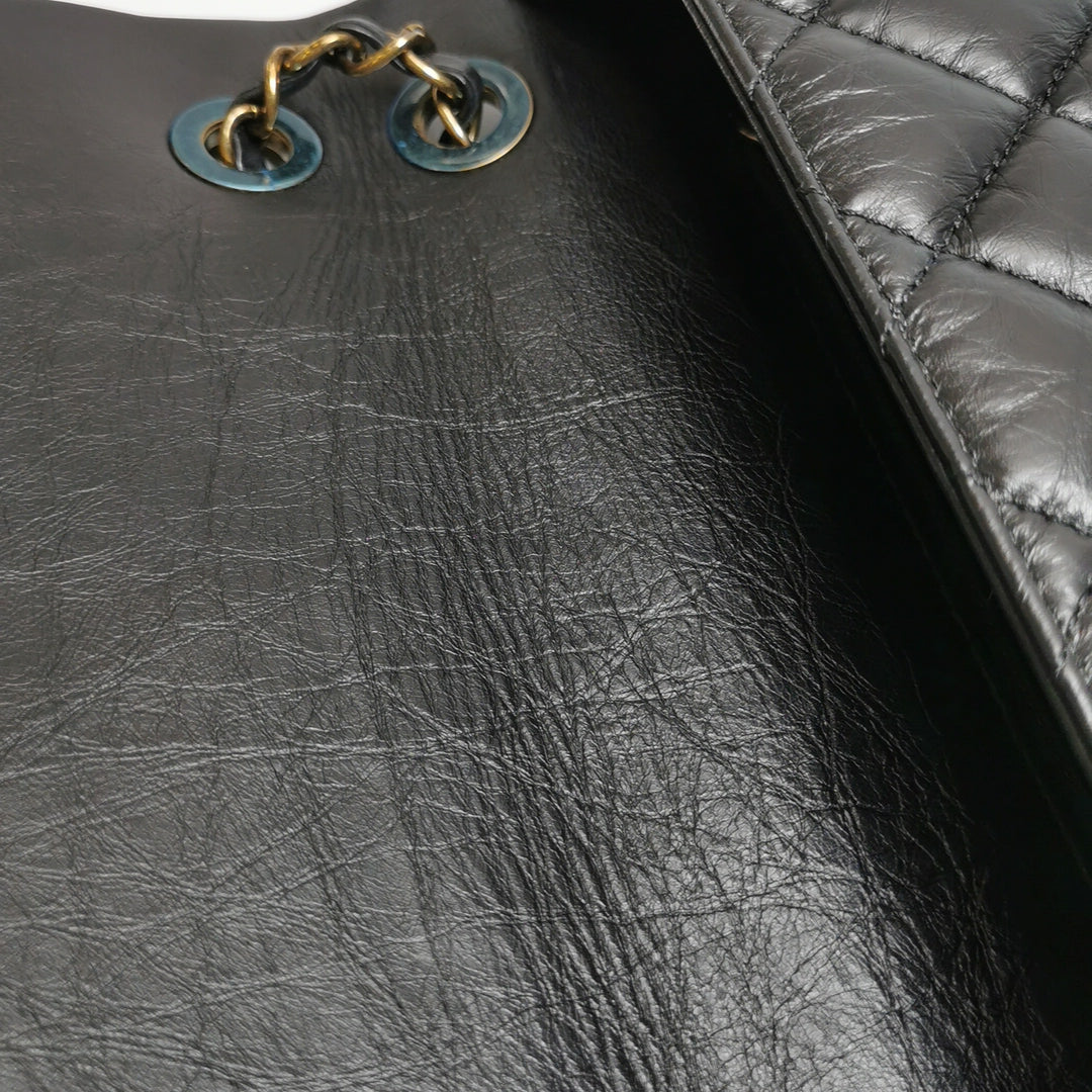 Chanel Aged Calfskin Quilted Medium Medallion Flap Black
