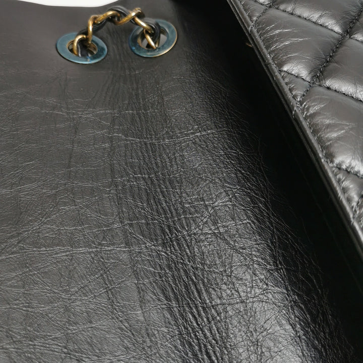 Chanel Aged Calfskin Quilted Medium Medallion Flap Black