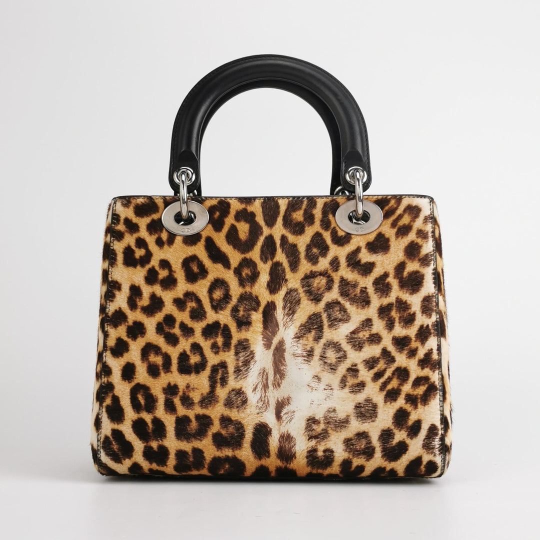 Dior Lady Dior In Medium Leopard Print Ponyhair Bag