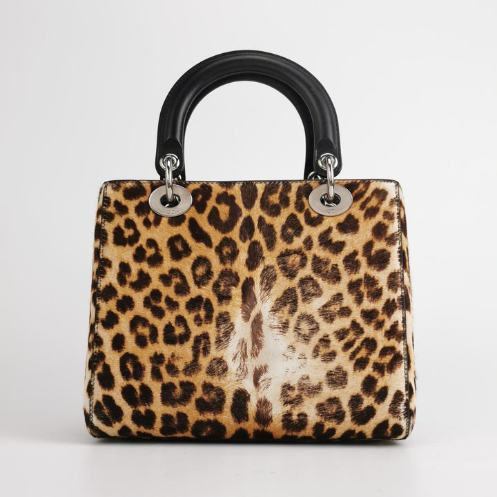 Dior Lady Dior In Medium Leopard Print Ponyhair Bag