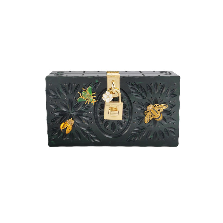 Dolce & Gabbana Sicily Green Box Bag Insect Detail
