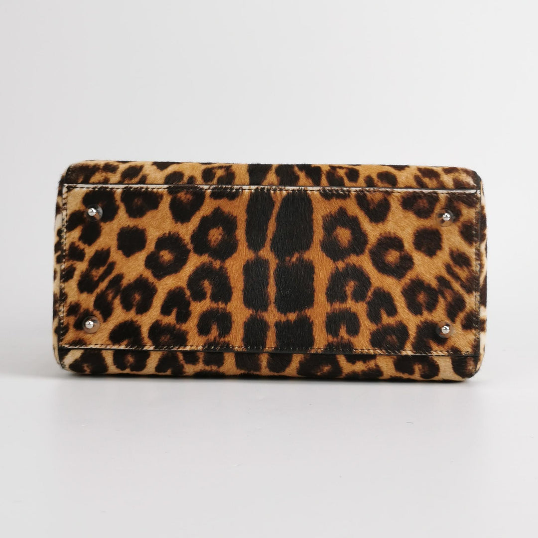 Dior Lady Dior In Medium Leopard Print Ponyhair Bag