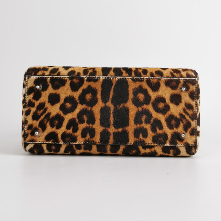 Dior Lady Dior In Medium Leopard Print Ponyhair Bag