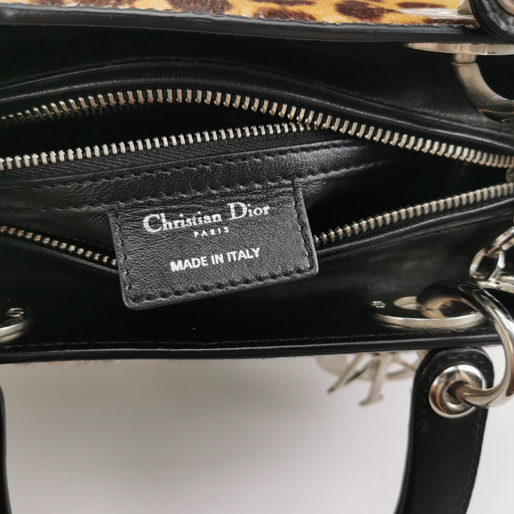 Dior Lady Dior In Medium Leopard Print Ponyhair Bag