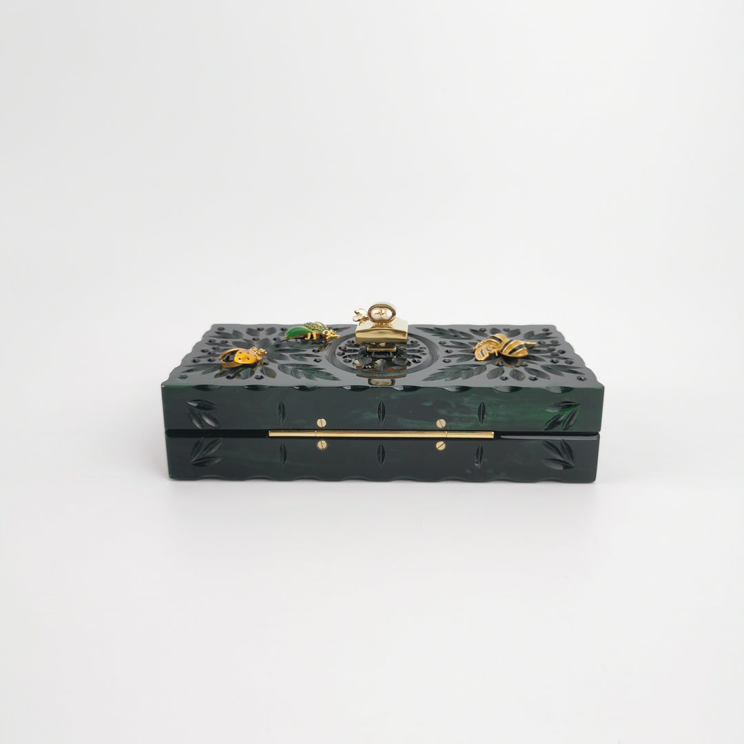 Dolce & Gabbana Sicily Green Box Bag Insect Detail