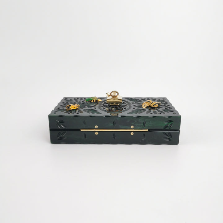 Dolce & Gabbana Sicily Green Box Bag Insect Detail