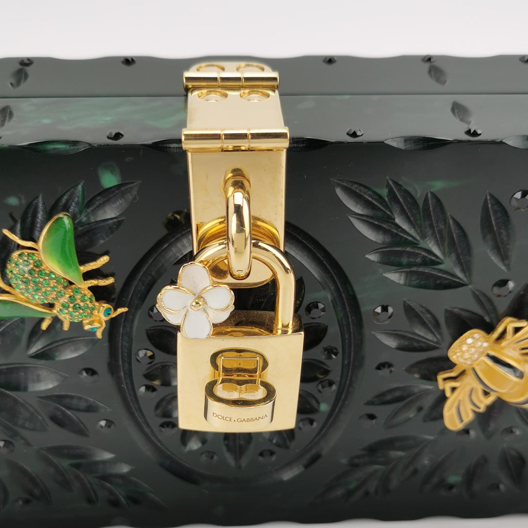 Dolce & Gabbana Sicily Green Box Bag Insect Detail