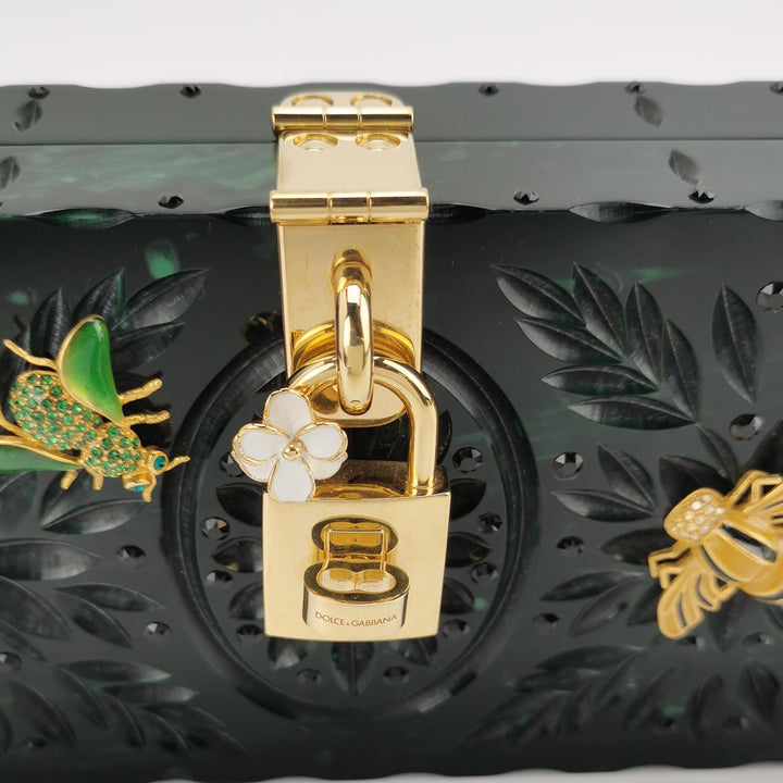 Dolce & Gabbana Sicily Green Box Bag Insect Detail