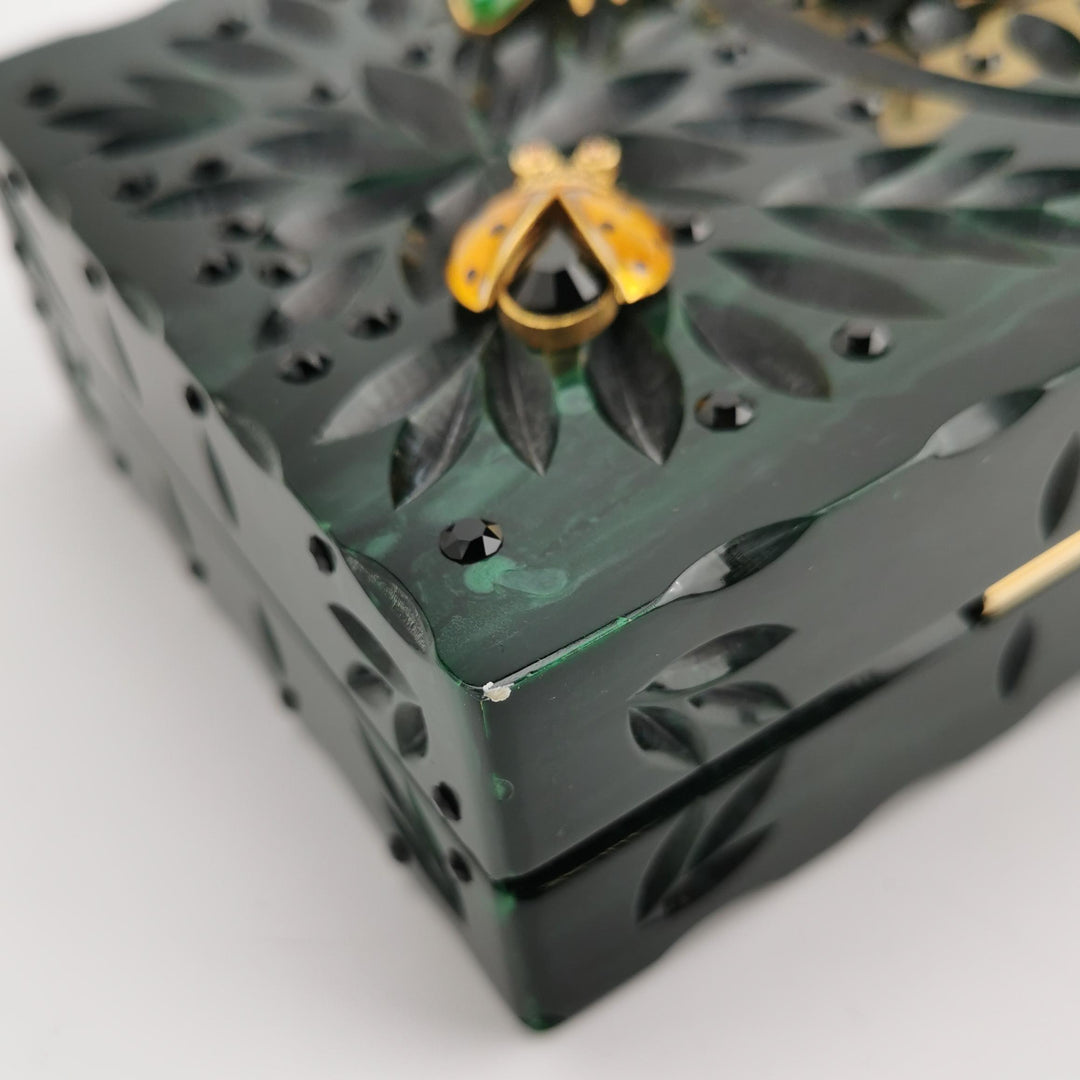 Dolce & Gabbana Sicily Green Box Bag Insect Detail