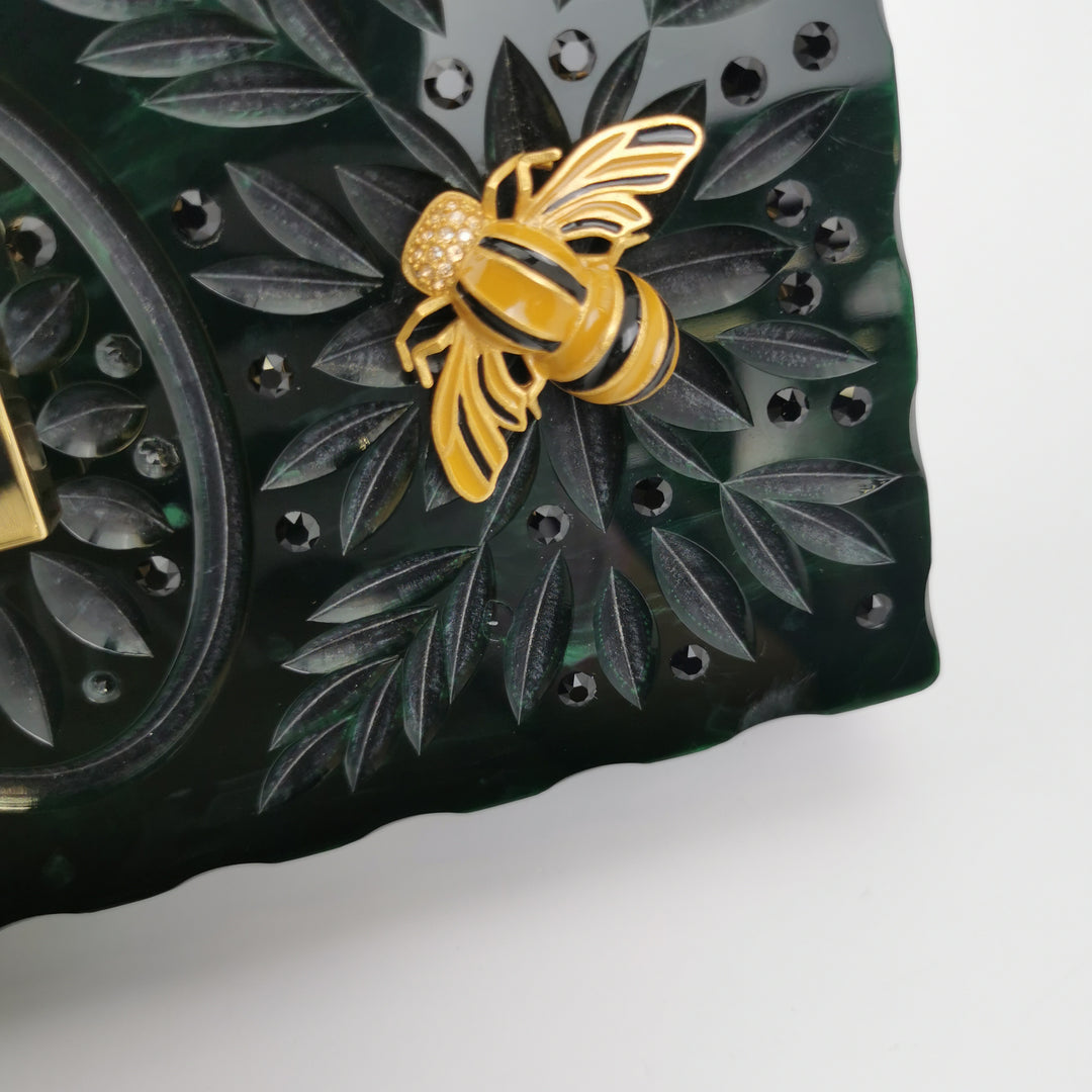 Dolce & Gabbana Sicily Green Box Bag Insect Detail