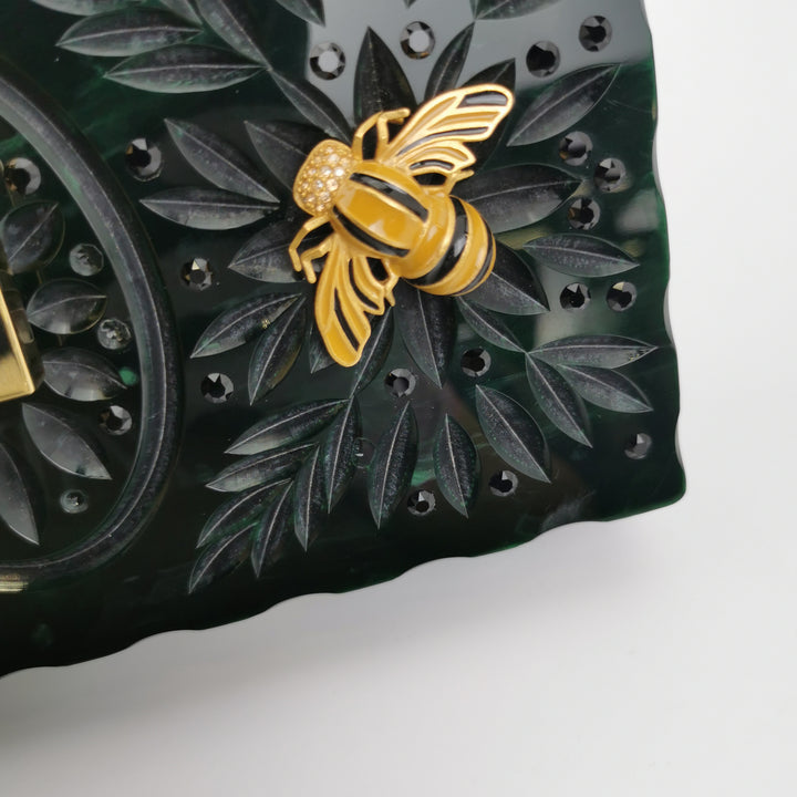 Dolce & Gabbana Sicily Green Box Bag Insect Detail