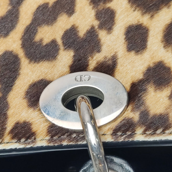 Dior Lady Dior In Medium Leopard Print Ponyhair Bag