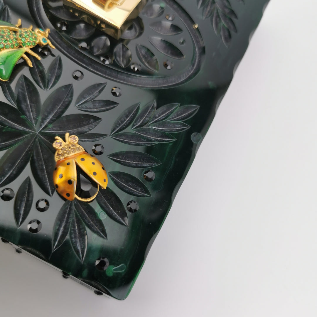 Dolce & Gabbana Sicily Green Box Bag Insect Detail