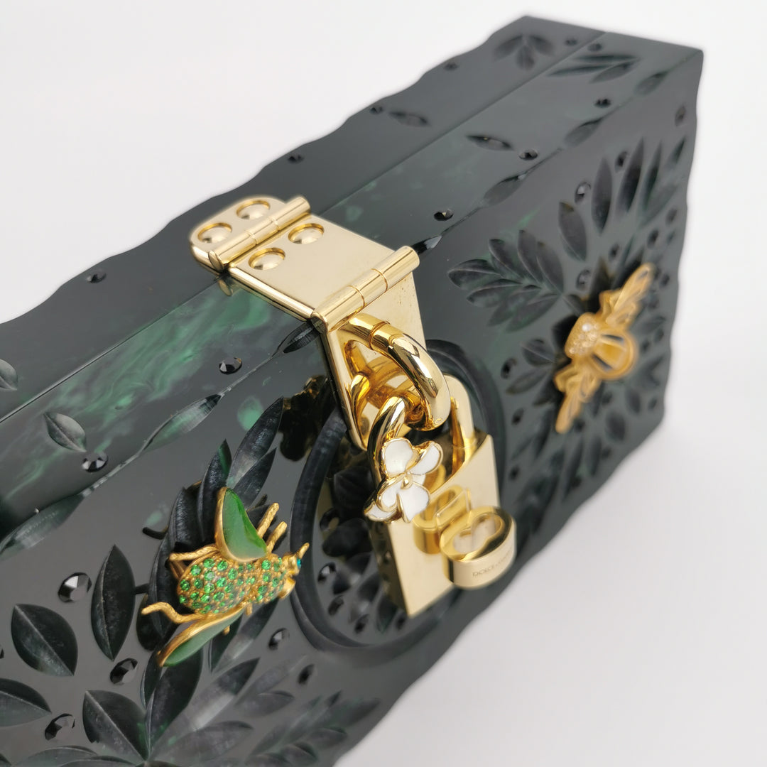 Dolce & Gabbana Sicily Green Box Bag Insect Detail
