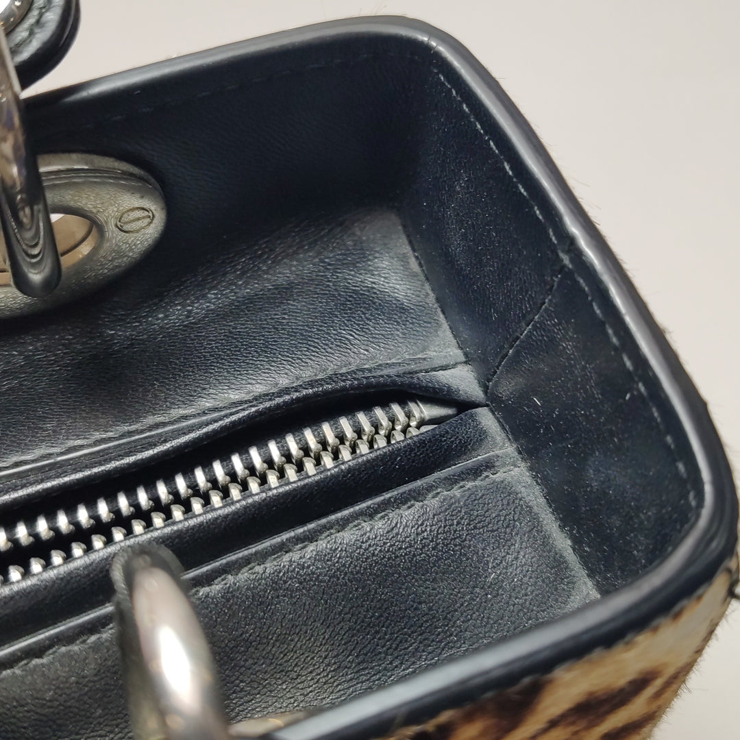 Dior Lady Dior In Medium Leopard Print Ponyhair Bag