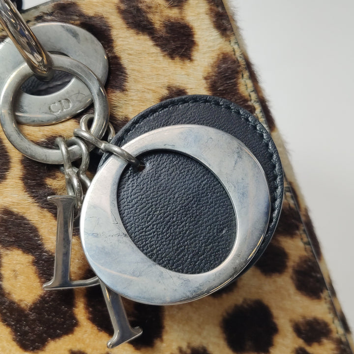 Dior Lady Dior In Medium Leopard Print Ponyhair Bag