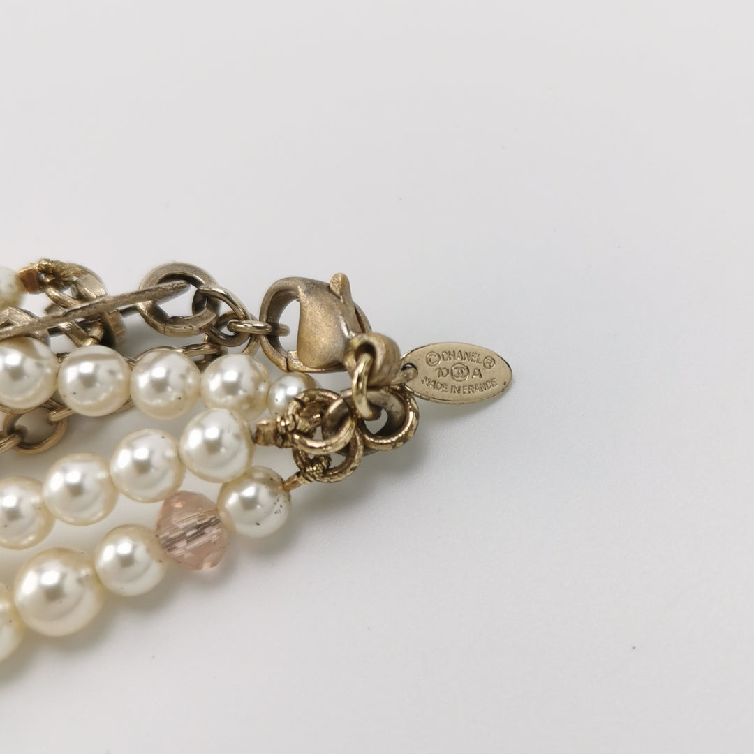 Chanel Pink Strass and Imitation Pearl CC Long Necklace